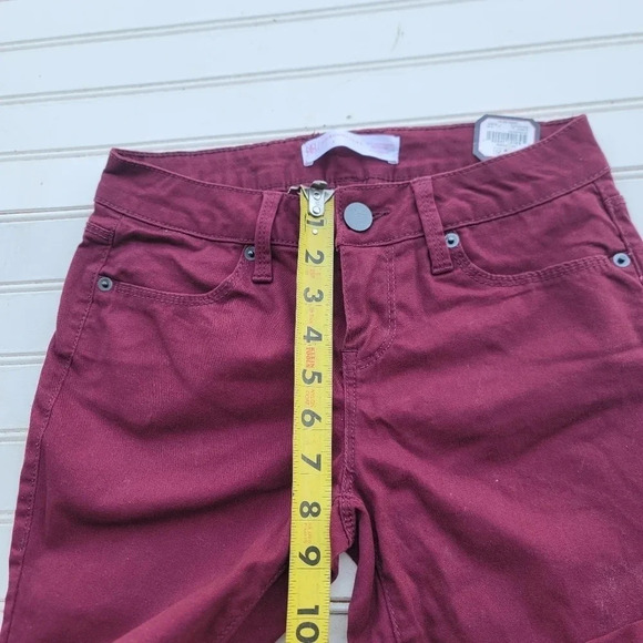No BOUNDARIES Low Rise Stretch Skinny Fit Jeans Junior Pant Red Burgundy Sz 3 - Picture 9 of 9